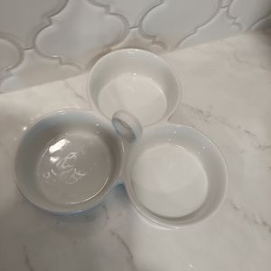 Pier 1 One Sectional Tier Porcelain Wavy White Dip Serving Bowl